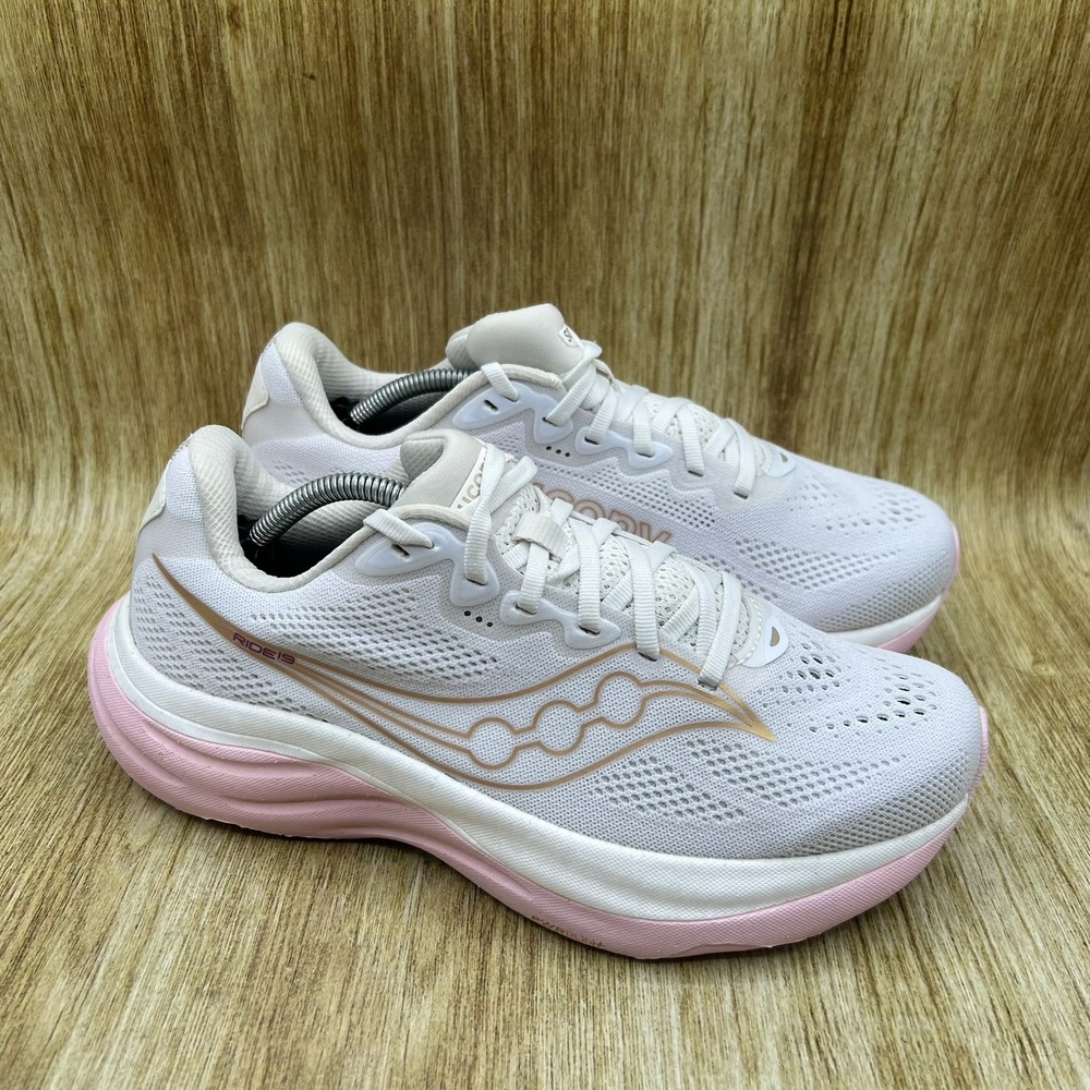 Saucony Ride 19 Running Shoes Women's Size 8.5 W White Pink Rose Gold S11056-151